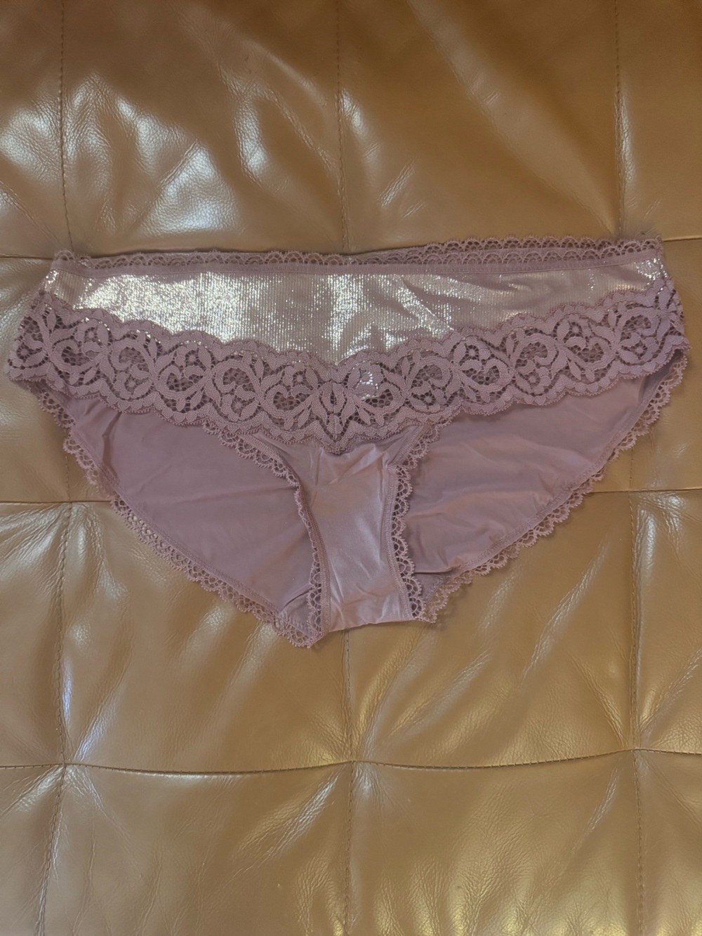 Victoria's Secret Sparkly Lace-Trim Panty - Mauve Pink
